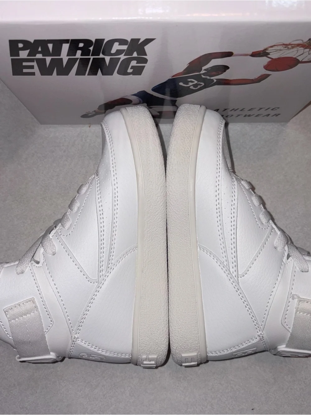 Patrick Ewing Kids All-White Basketball Sneakers